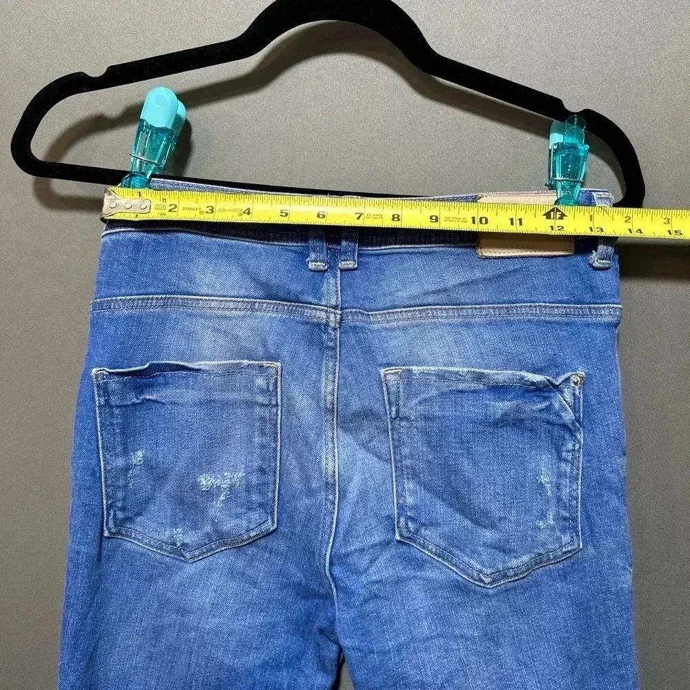 Zara Trafaluc Distressed Blue Denim‎ Jeans Size 4